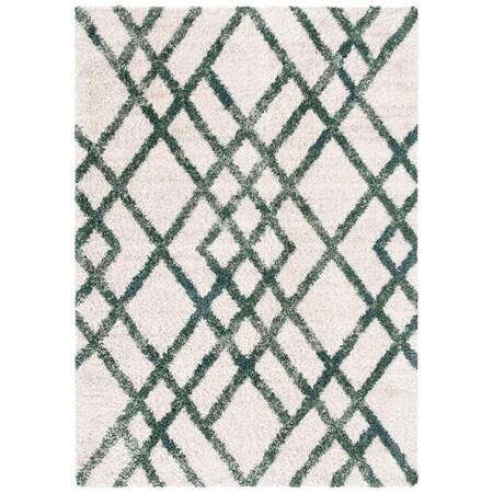 Safavieh 2 x 8 ft. Berber Shag 200 Power Loomed Runner Area Rug; Ivory & Green BER214C-28